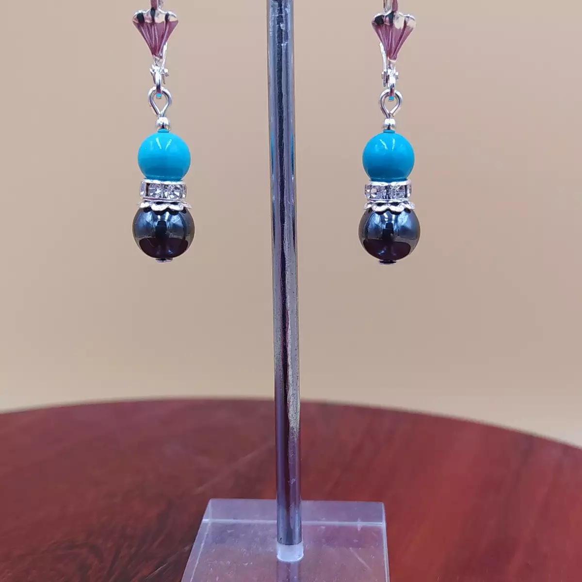Boucles d'oreilles escapade hématite/turquoise argenté