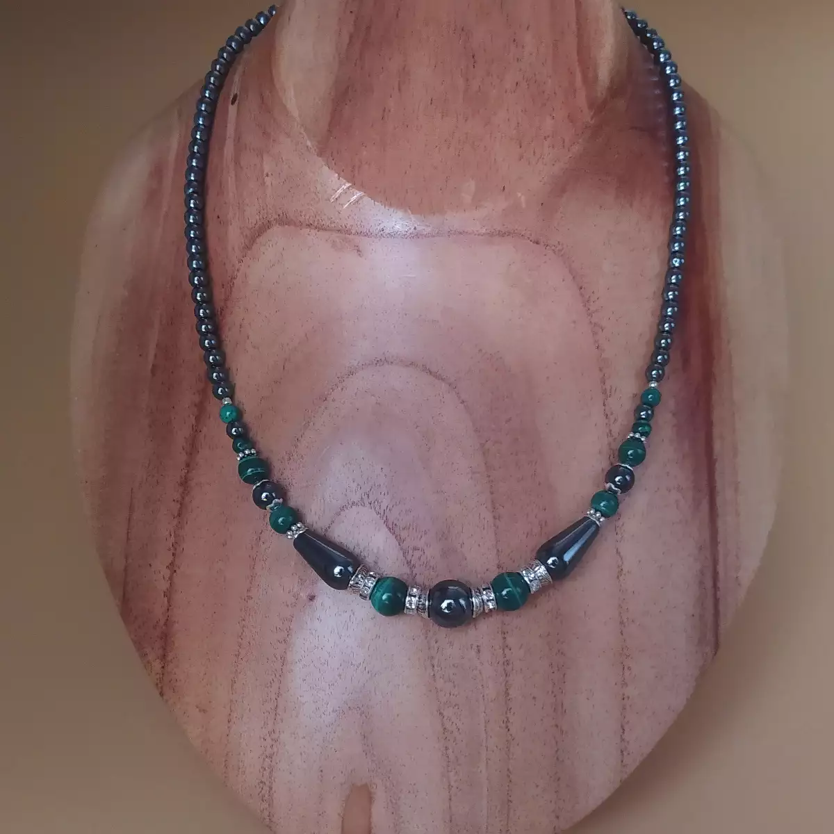 collier escapade hématite malachite argenté